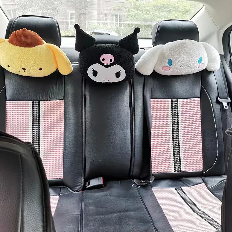 

Kawaii Sanrio Car Accessories Kuromi Cinnamoroll My Melody Anime Plush Car Headrest Pillow Soft Filler Plush Car Accessories
