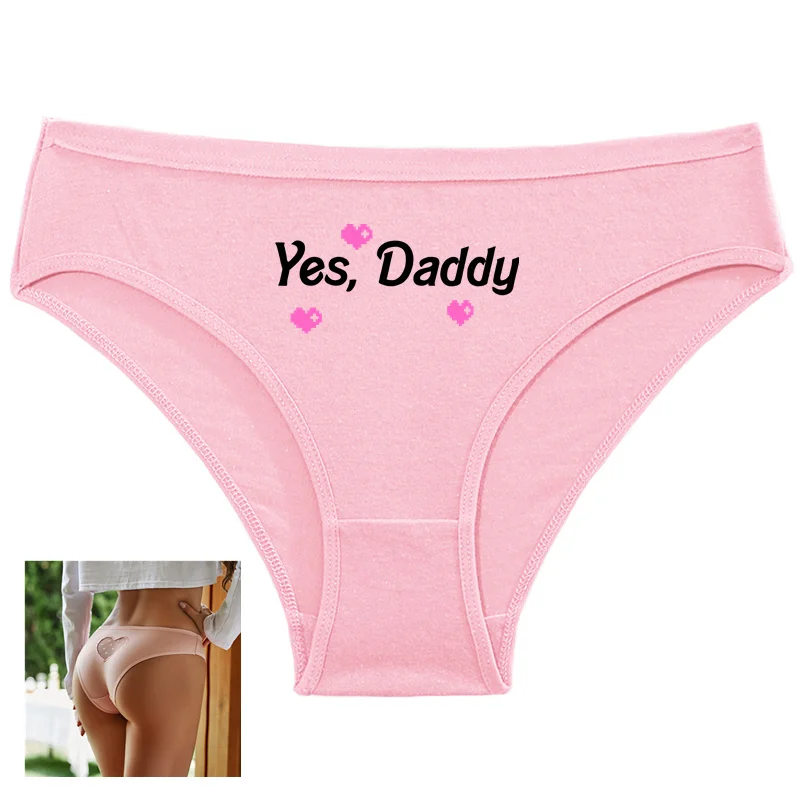Heart YES DADDY Lace Transparent Heart Sexy Lingerie Naughty Underwear for Women Personalized Panties Girls Women Cotton Briefs