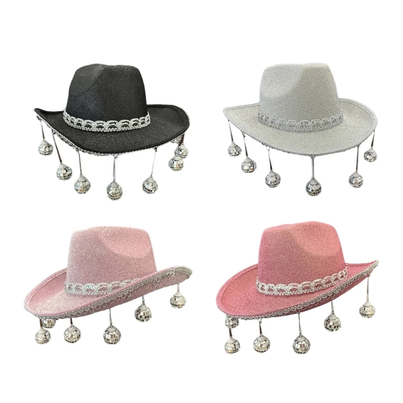 

Блестящая ковбойская шляпа с блестками, рыцарская шляпа для девичника, рыцарская шляпа, универсальная для клубной сцены, бара