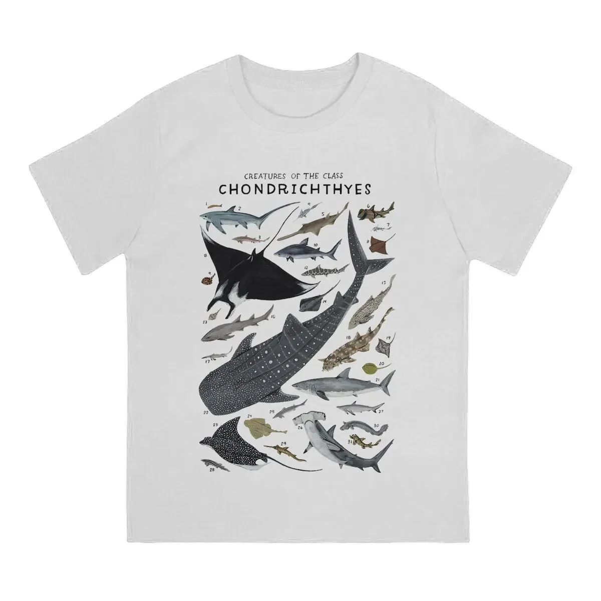 Летние футболки унисекс винтажные с морскими животными существа класса Chondrichthyes