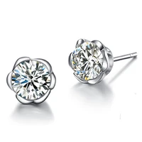 wholesale luxury 925 stamp silver color earrings zircon plum stud fashion earring women wedding fine jewelry engagement gift