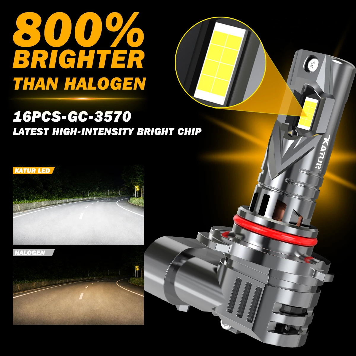 Фото Светодиодные лампы Katur 2x HB3 9005 для авто, фары с вентилятором, 12В, чипы CSP, дальний свет, для Honda Accord 2008~2023, CRV 2007~2023 №4