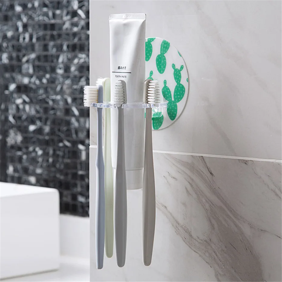 

1PC Plastic Toothbrush Holder Toothpaste Storage Rack Shaver Tooth Brush Dispenser Bathroom Organizer Accessories Tools GUANYAO