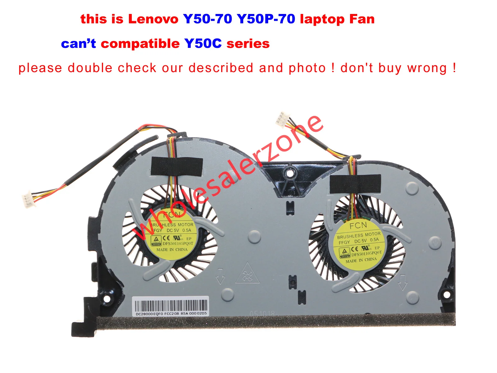 Новый вентилятор охлаждения процессора для Lenovo Y50-70 Y50-70A Y50P-70 Y50-70AM-ISE Y50-80 Y50P-80 вентилятор для ноутбука DC28000EQF0 (не Y50C) (art.: 3920cfa3340ca) - 3920cfa3340ca