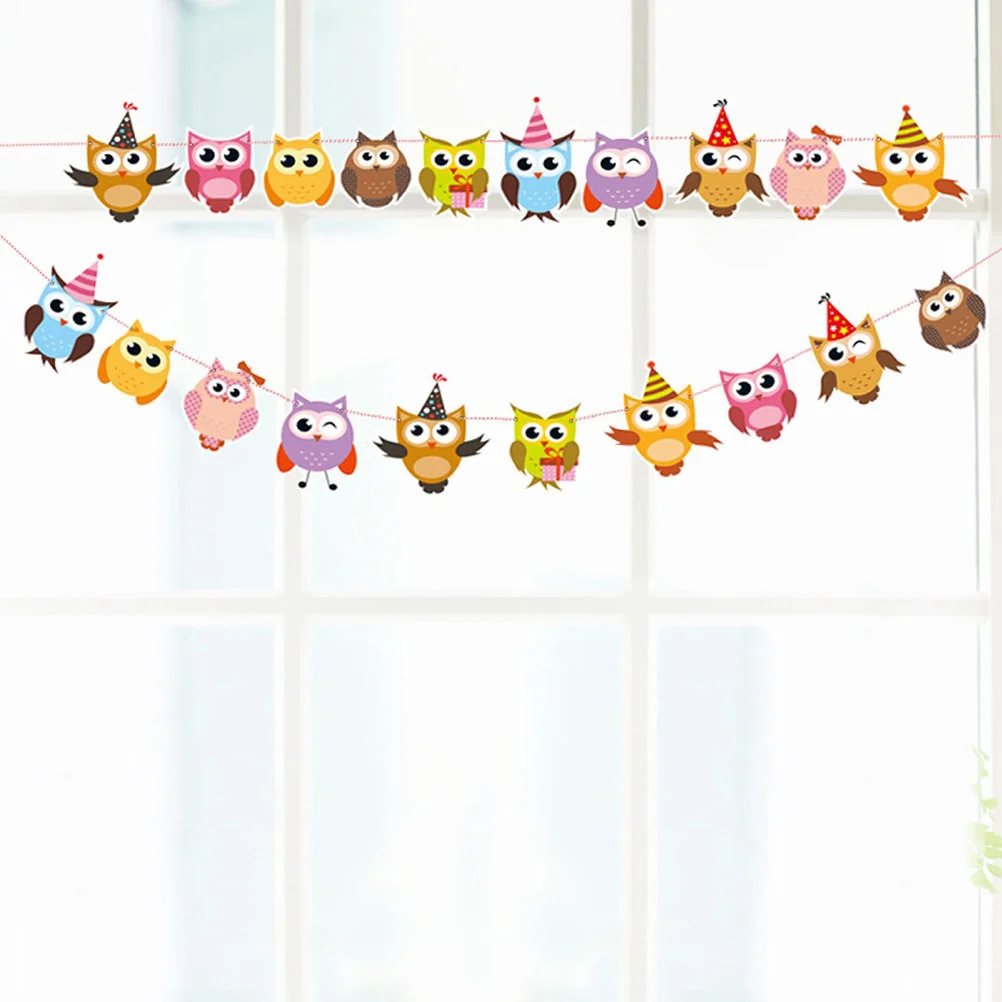 

Owl Banner Owls Animal Birthday Banners Bunting Garland Ornaments Theme Decor Mini Forest Creature Cutouts Hanging Supplies