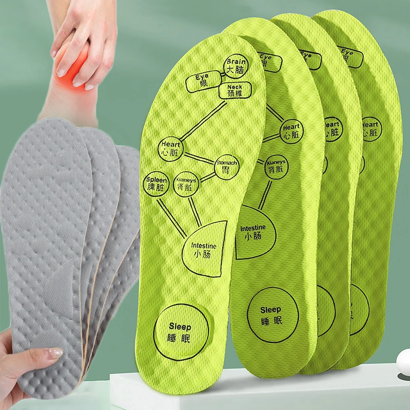 

3D Foot Acupressure Insole Men Women Wormwood Soft Breathable Sports Cushion Inserts Sweat-absorbing Deodorant Insole Shoe Pads