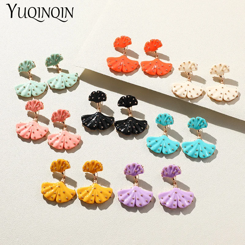 

Korean Big Ginkgo Leaves Drop Earrings For Women Long Vintage Dangle Earring for Grils Geometric Resin Brincos Trendy Jewelry