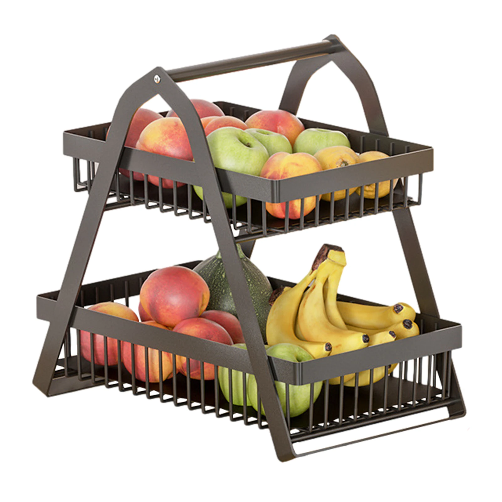 

Fruit Storage Basket 2 Tier Detachable Fruit Bowl For Kitchen Counter Vegetable Fruit Organizer Stand Metal Wire Basket For