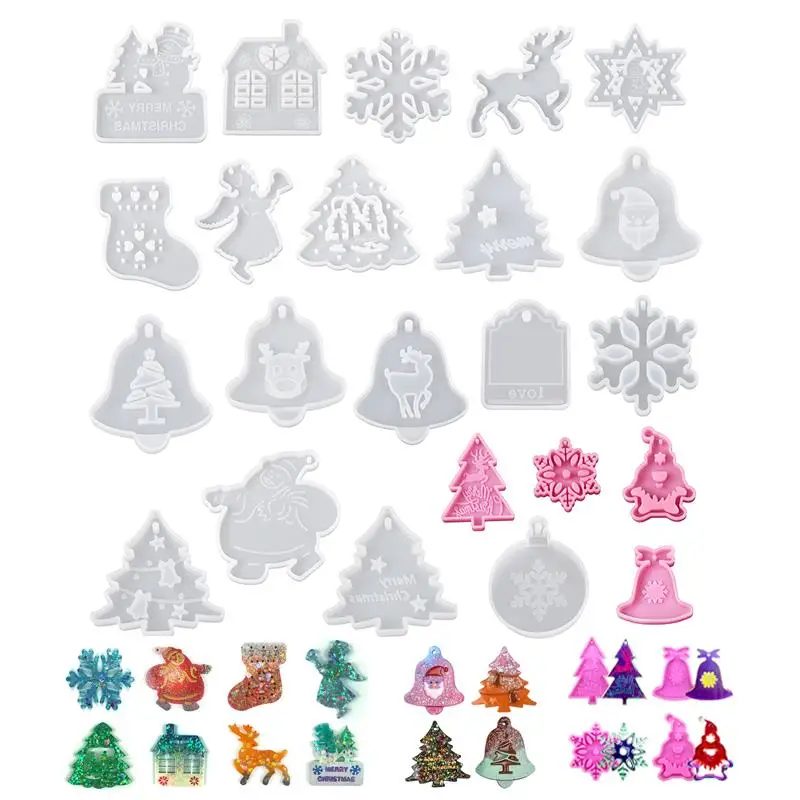 DIY Pendant Silicone Mold Elk Bell Christmas Tree Hanging Tags Epoxy Resin Mold Resin Crafts Jewelry Making Home Decoration