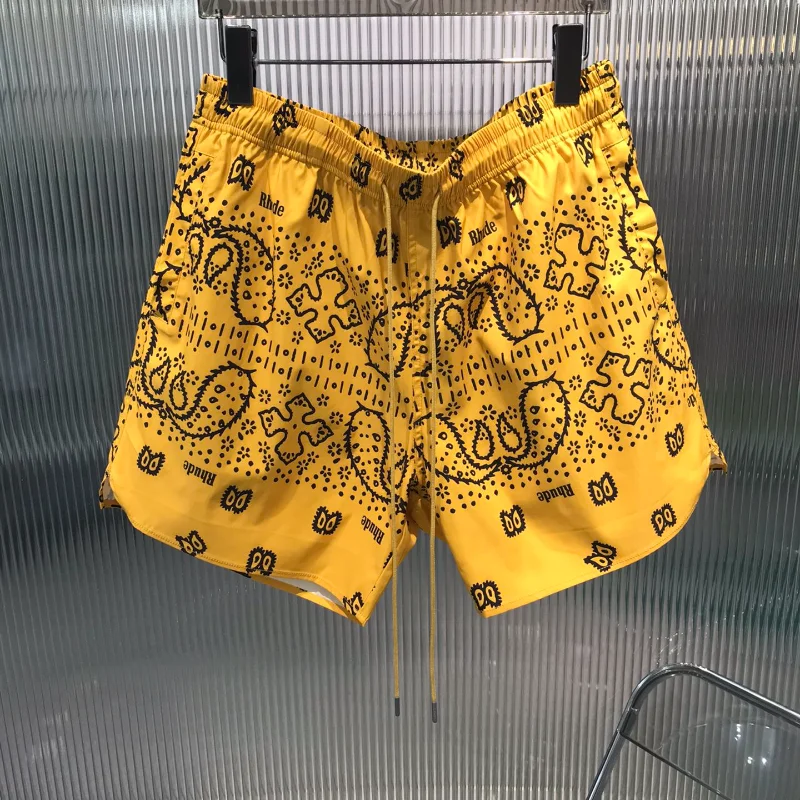 

2023ss Top Quality Rhude Paisley Print Shorts Hawaiian Casual Versatile Men Pants Techwear Traf Streetwear Clothing High Street