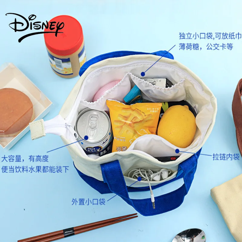 Disney Portable Portable Insulated Lunch Box Bento Bag Cartoon Cute Student Office Worker with Lunch Bag Handbags Mickey Mouse
