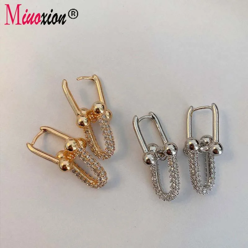 Miuoxion Ретро 925 штамп U-образные звеньевые циркониевые серьги индивидуальные студенческие панковские ювелирные изделия для женщин очаровательный подарок для девушек