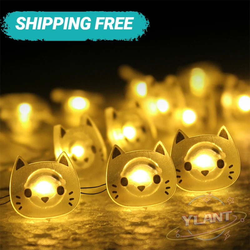 

6.6ft Cat Shape 20 LED Fairy Lights Party Battery Operated String LED Lights Decoration for Christmas Wedding Party Home Indoor