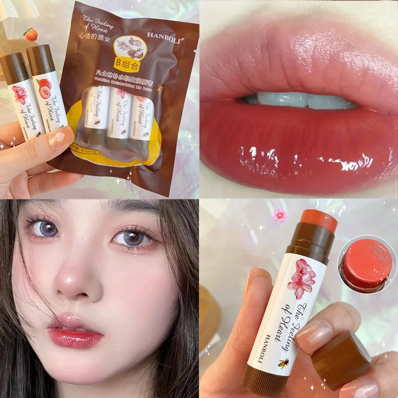 

1PC Fruit Lip Balm Peach Tea Color Lip Gloss Natural Lasting Moisturizing Lighten Lip Lines Color Changing Jelly Plump Lip Care