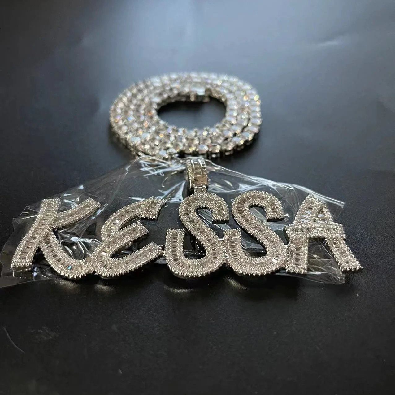 Custom Font Initial Letter Pendant Bling Iced Out AAAA Zirconia Personalized Name Necklace Hiphop Rope Tennis Chain Jewelry Gift