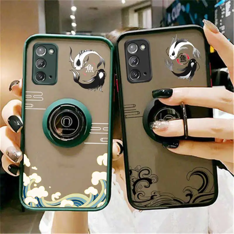 Чехол для телефона Note20 Balance of Koi с кольцом Samsung Galaxy Note 20 10 9 8 Ultra Plus M54 M34 M33 F15 M14 M13