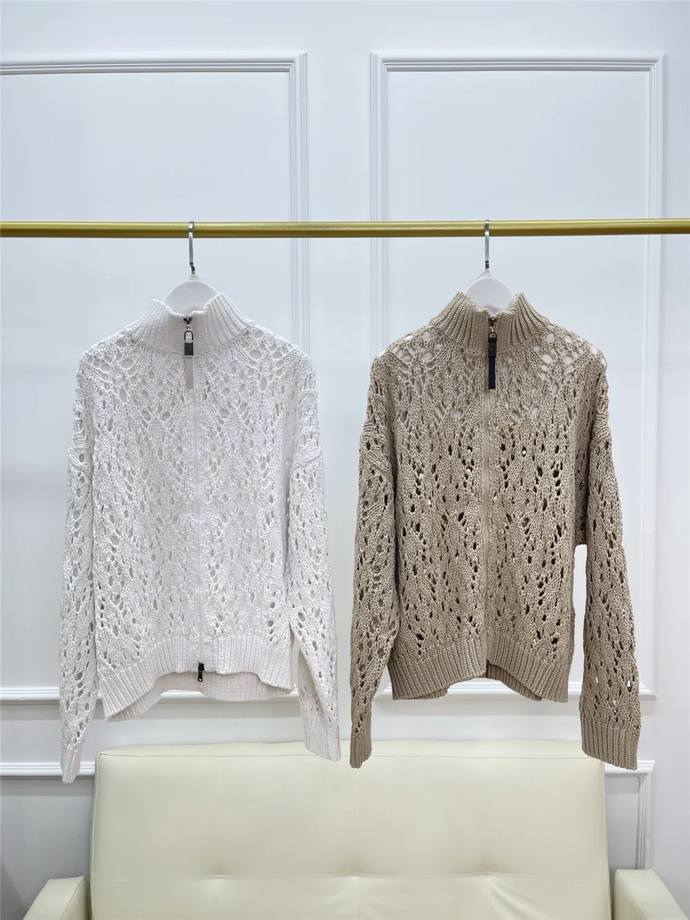 Женский вязаный кардиган на молнии универсальный хлопковый Кардиган с длинным