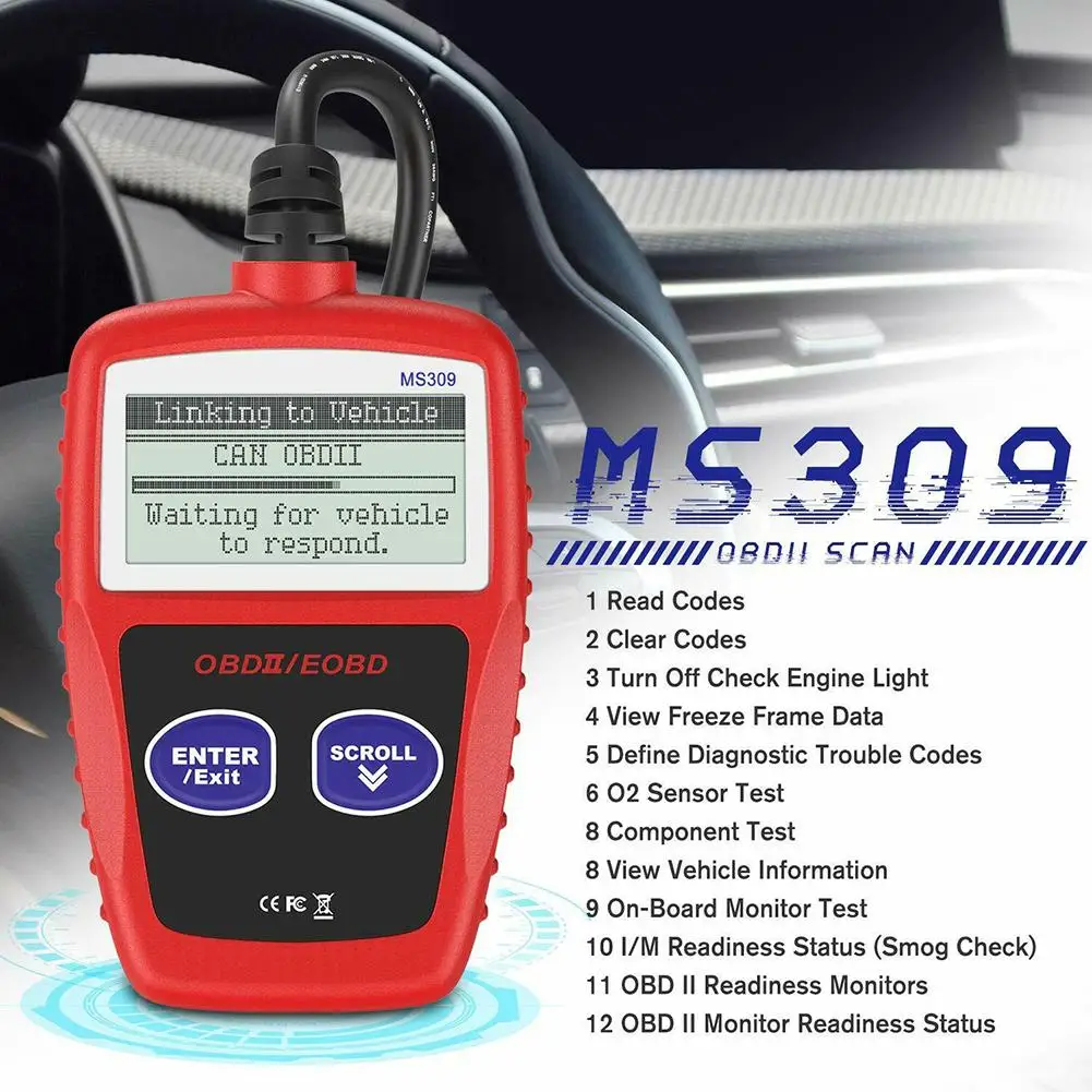 

Ms309 OBD2 Scanner Car Check Engine Code Reader Fault Scanning Instrument OBDII Automatic Diagnostic Tool