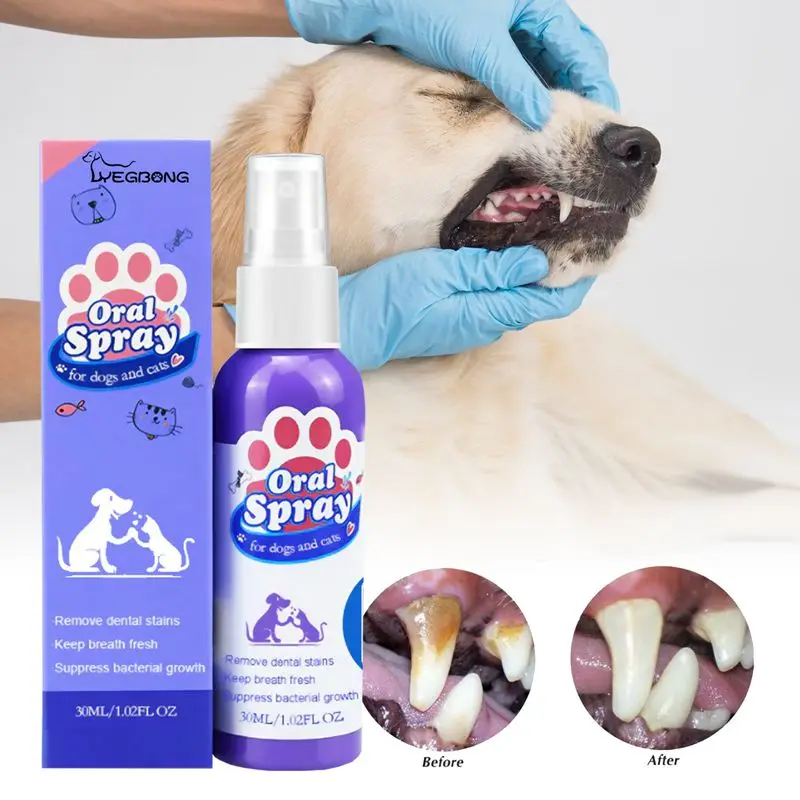 

Pet Dog Teeth Cleaning Spray Oral Care Remove Tooth Stains Keep Fresh Breath for Cats And Dogs Whitening Teeth Remove Bad Breath