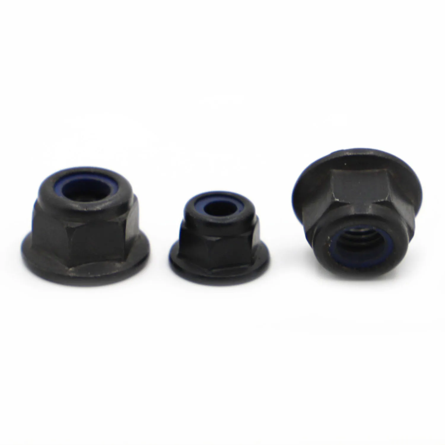 

10pcs Black Carbon Steel Hex Flange Nylon Insert Lock Nut Self-locking Nylock Locknut M3 M4 M5 M6 M8