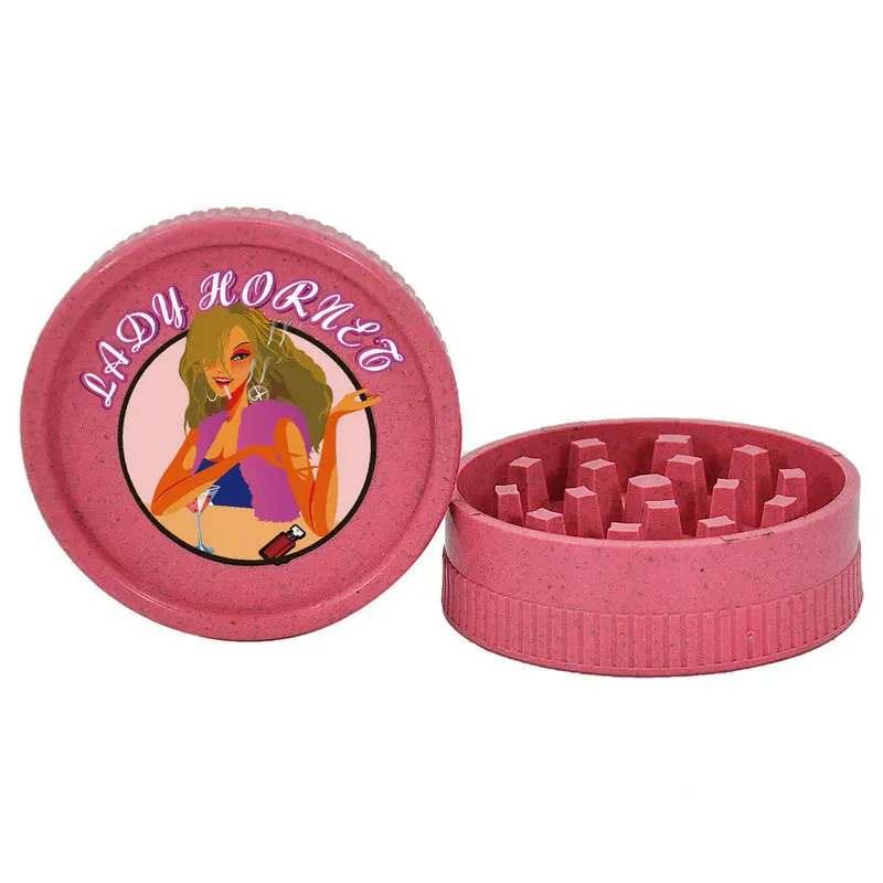 

56mm Two-layer Plastic Smoke Grinder Degradable Pink Plastic Grinder