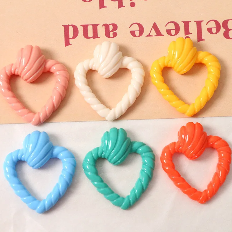

Min order 30pcs/lot color print cartoon hearts shape resin cabochon beads diy jewelry earring/hair accessory