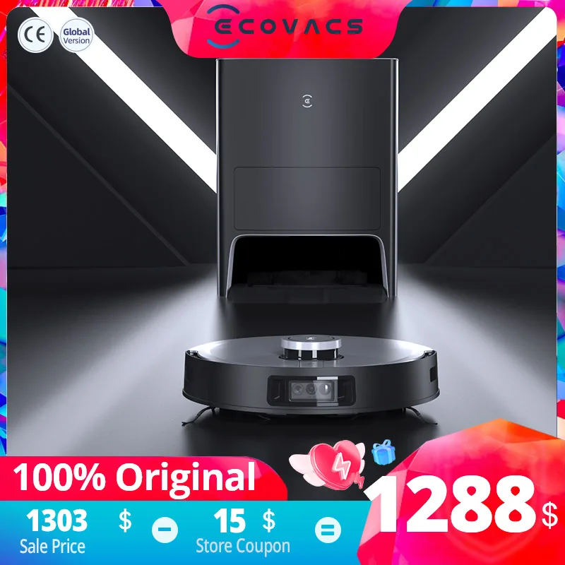 

ECOVACS DEEBOT X1 OMNI universal robot vacuum cleaner, disposable wipes, automatic dust collection, voice control