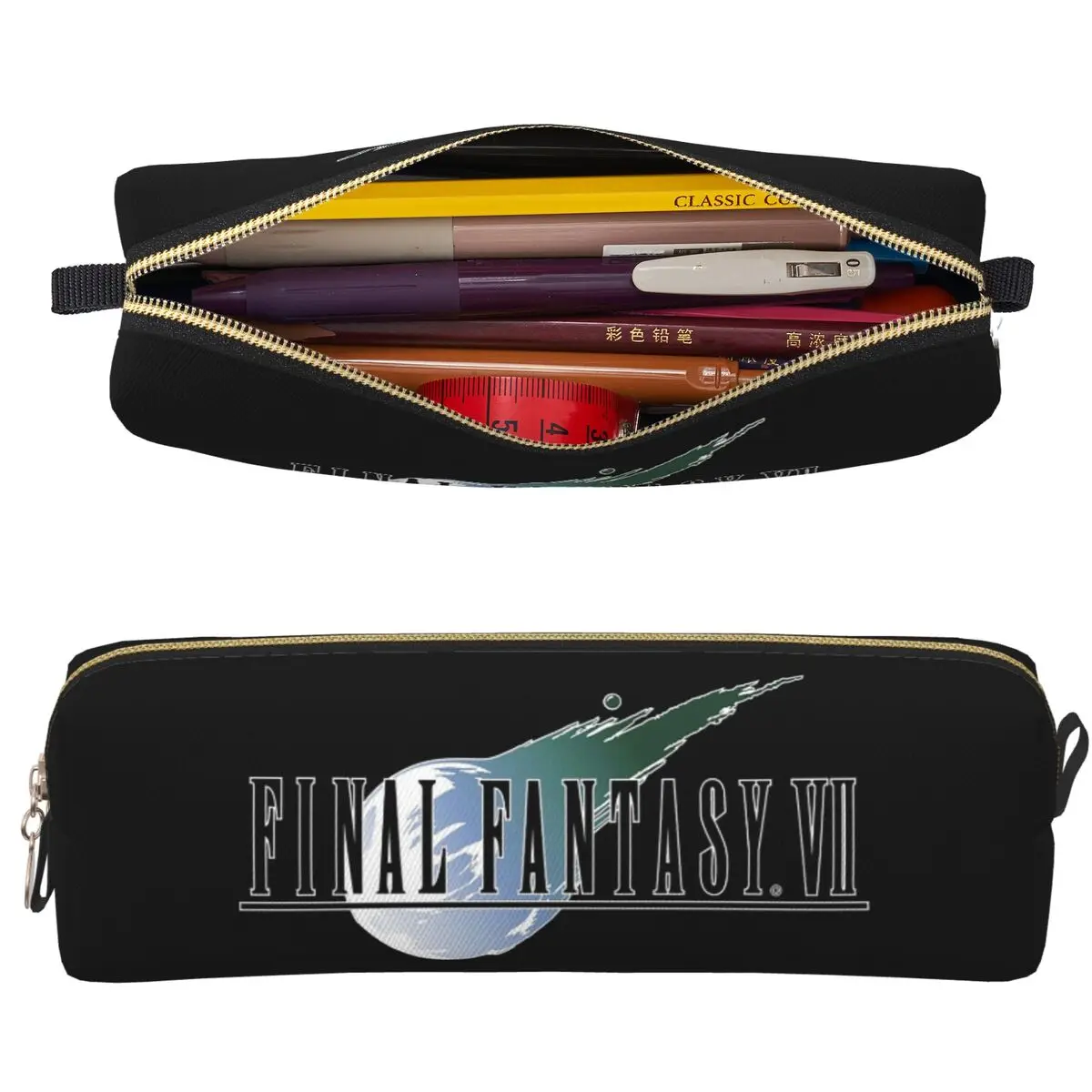 Фото Пеналы для карандашей Final Fantasy 7, большие вместительные сумки для ручек, пеналы для мальчиков, девочек, студентов, канцелярские принадлежности, косметичка №1