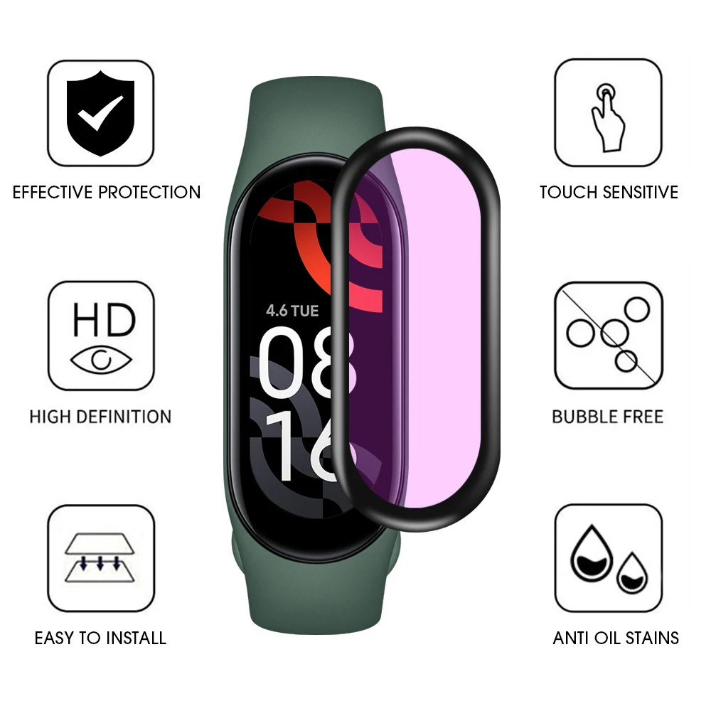 

Purple Light Film For Xiaomi Mi Band 7 7NFC Anti-Blue Ray Screen Protector Eye Protection Miband7 Protective Film Full Cover