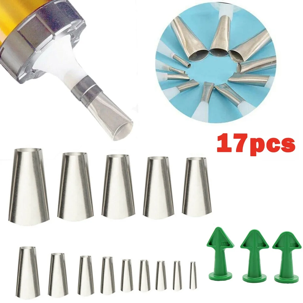 

17pcs Caulking Finisher Caulk Nozzle Applicator Sealant Finishing Scraper Tools Caulking Finisher Stainless Steel Sealant Finish