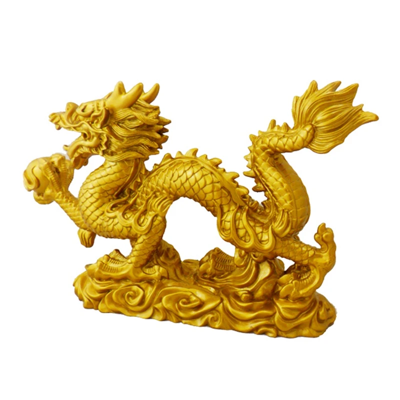 

LJL-Статуя китайского зодиака Золотого Дракона, декоративное животное, украшение для дома