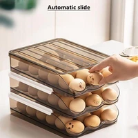 automatic auto scrolling eggs rack holder storage box plastic eggs basket container dispenser organizer closet for fridge kitch