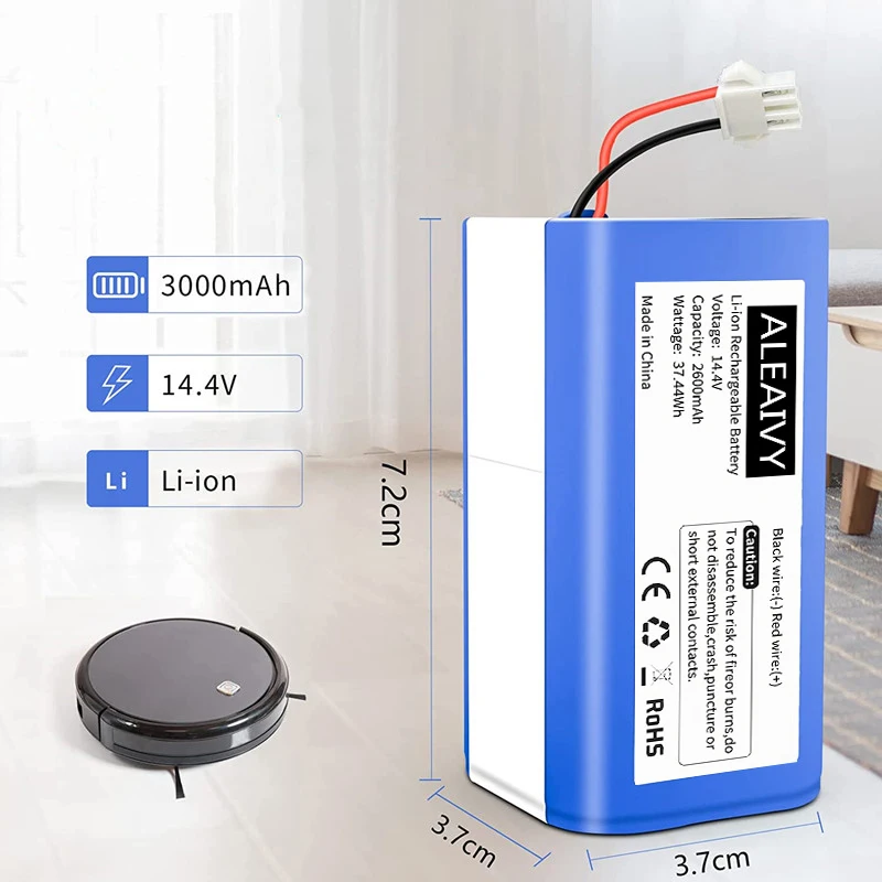 

14.4V/14.8V 2600mAh 18650 Li-ion Replacement Battery for Conga Excellence 990, Conga 950, Conga 995,Conga 1790 Robot Vacuum