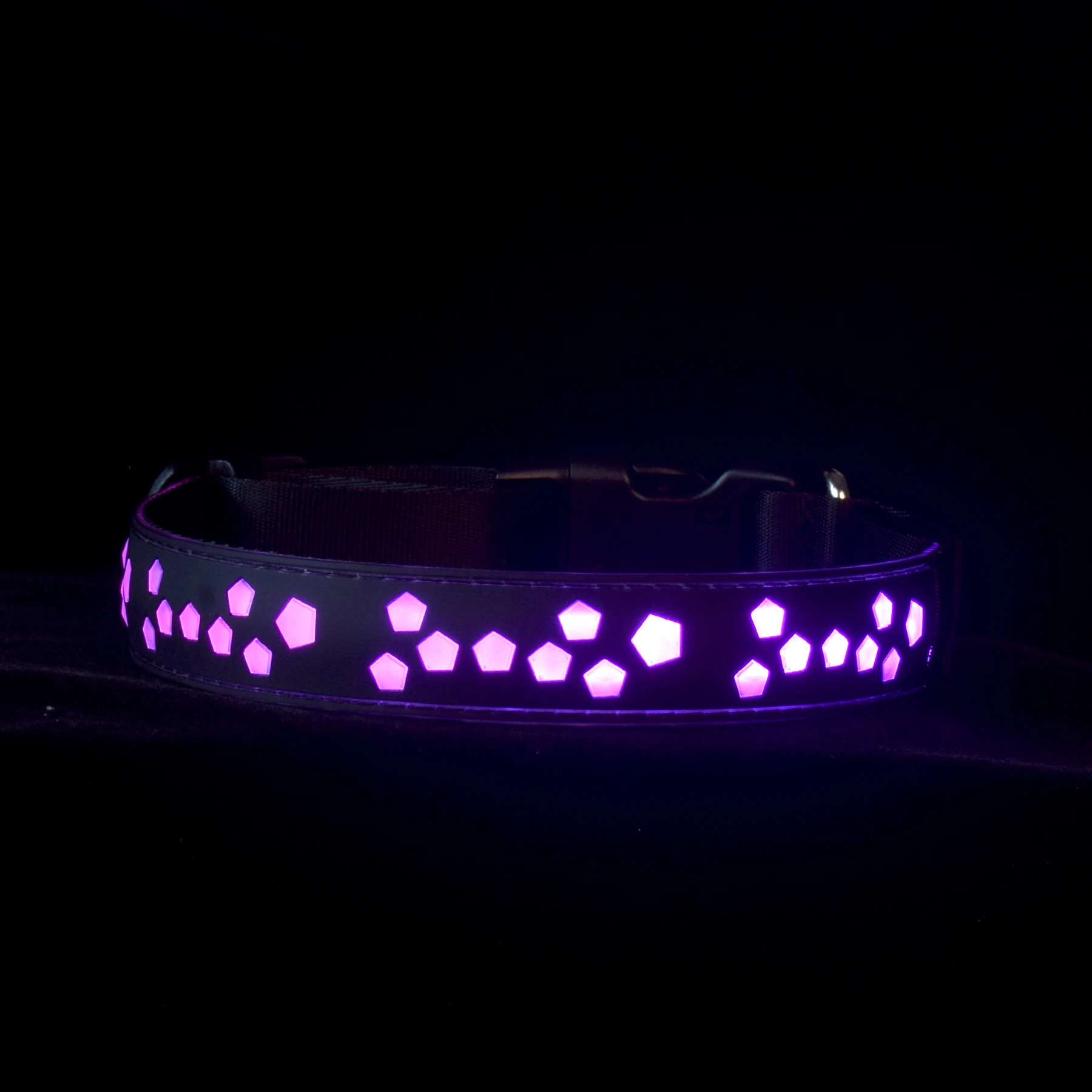 

15 modes flashing light LED nylon dog collar pet led dog collar glow in the dark adjustable rechargeable pet products