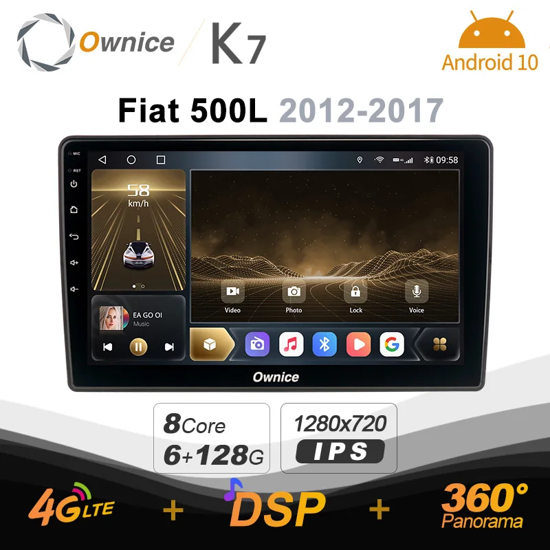 

Ownice K7 Android 10.0 Car Radio Stereo for Fiat 500L 2012-2017 Support Front camera 4G LTE 360 2din Auto Audio System 6G+128G