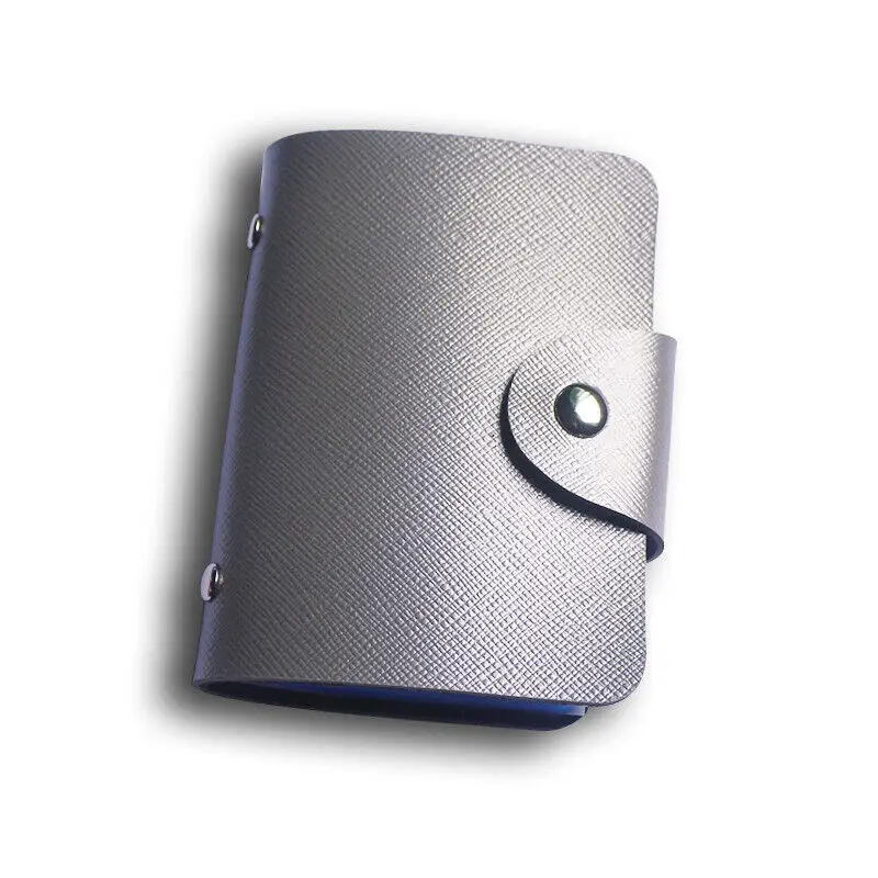 24 Slots Bits Card Holder Bag Simple Solid Color Pocket Case Women Men Credit Id Card Organizer Leather Cardholder Wallet