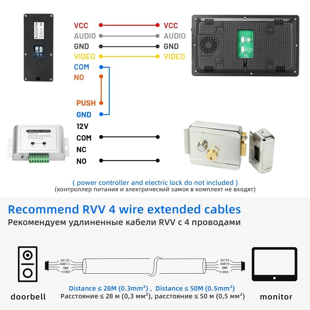 Wired Video Intercom for Home Outdoor Door Phone with Screen 7 Inch Monitor Street Doorbell  RFID Call Panel Open Electric Lock images - 6