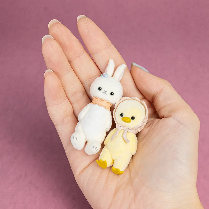 Фото Оригинальная коллекционная мини-фигурка животного Kenelephant Vol.2 Gashapon Mori no Ehon: флокированный кролик-цыпленок, декоративное украшение, игрушка, подарок №4