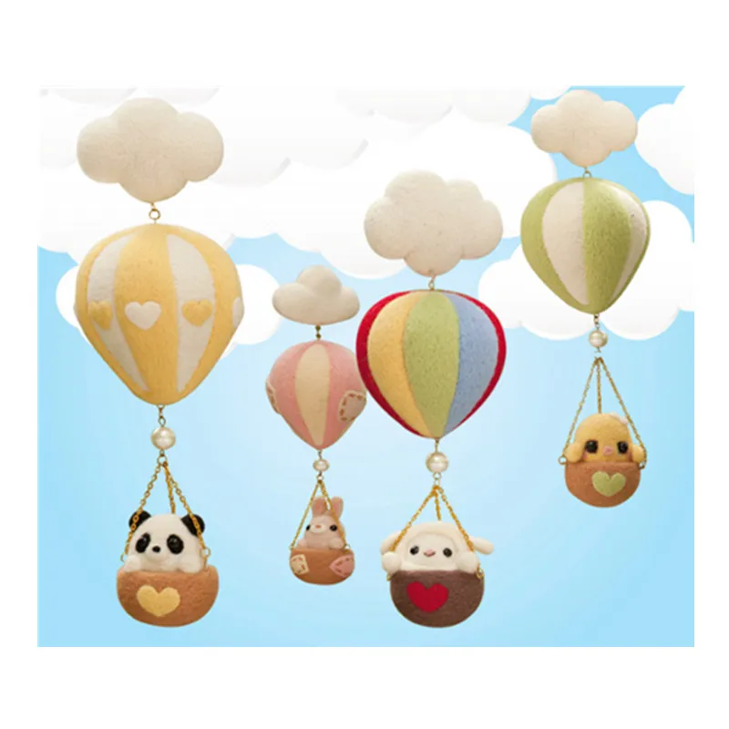 

Hot air balloon zoo cartoon animal set wool needlepoint kit wool felt needle felting pendant craft needlecraft DIY handmade