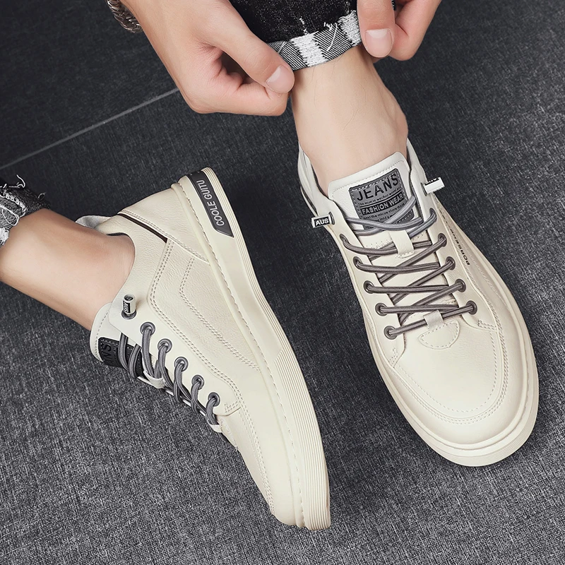

Shoes for Men 2023 Autumn New Leather Sport Casual Leather Shoes Trend Versatile Men's Small White Shoes Soft Sole Board Shoes
