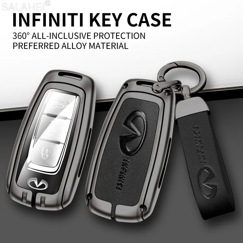 

Zinc Alloy Car Remote Key Case Cover Holder Shell Fob For Infiniti QX50 QX60 Q60 Q70 2020 2021 Protector Keychain Accessories