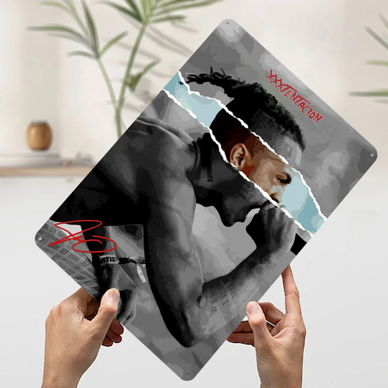 Фото Металлический 3D-постер с текстурой XXXTentacion для концертов, персонализированный, для декора стен, настенная табличка из жести для украшения стола, забавные вывески для комнаты, ретро-декор для мужской комнаты №3