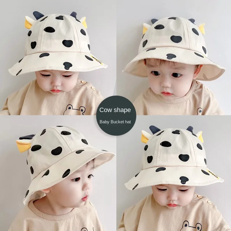 

Spring Summer Baby Hat Cow Spot Thin Bucket Hat Fisherman Hat Cute Cartoon Sunshade Hat Kids Accessories 6 Months-2 Years