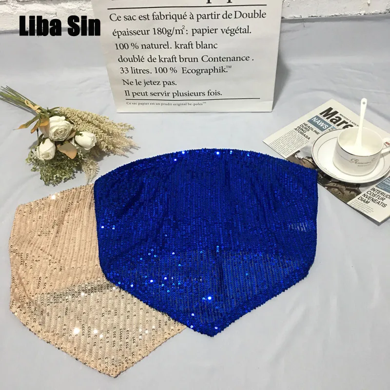 

Liba Sin Women Summer Sequins Tube Crop Tops Irregular Hemline Sexy Sleeveless Retro Beach Blink Tops Women