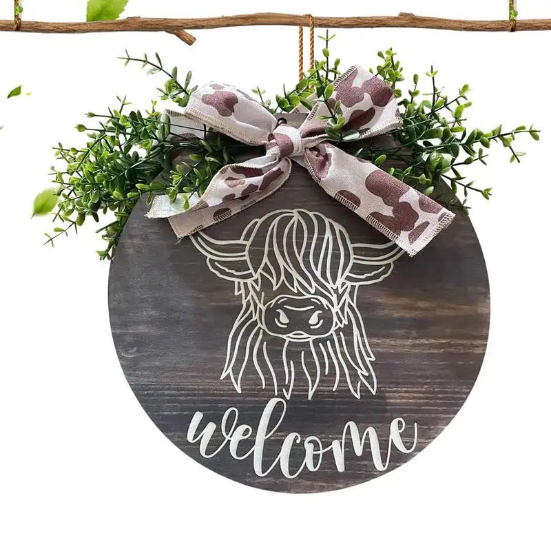 

Cow Front Door Sign Bow Leaves Home Decorations For Front Porch Wooden Spring Front Porch Decor Heads For Door Sign Attachment