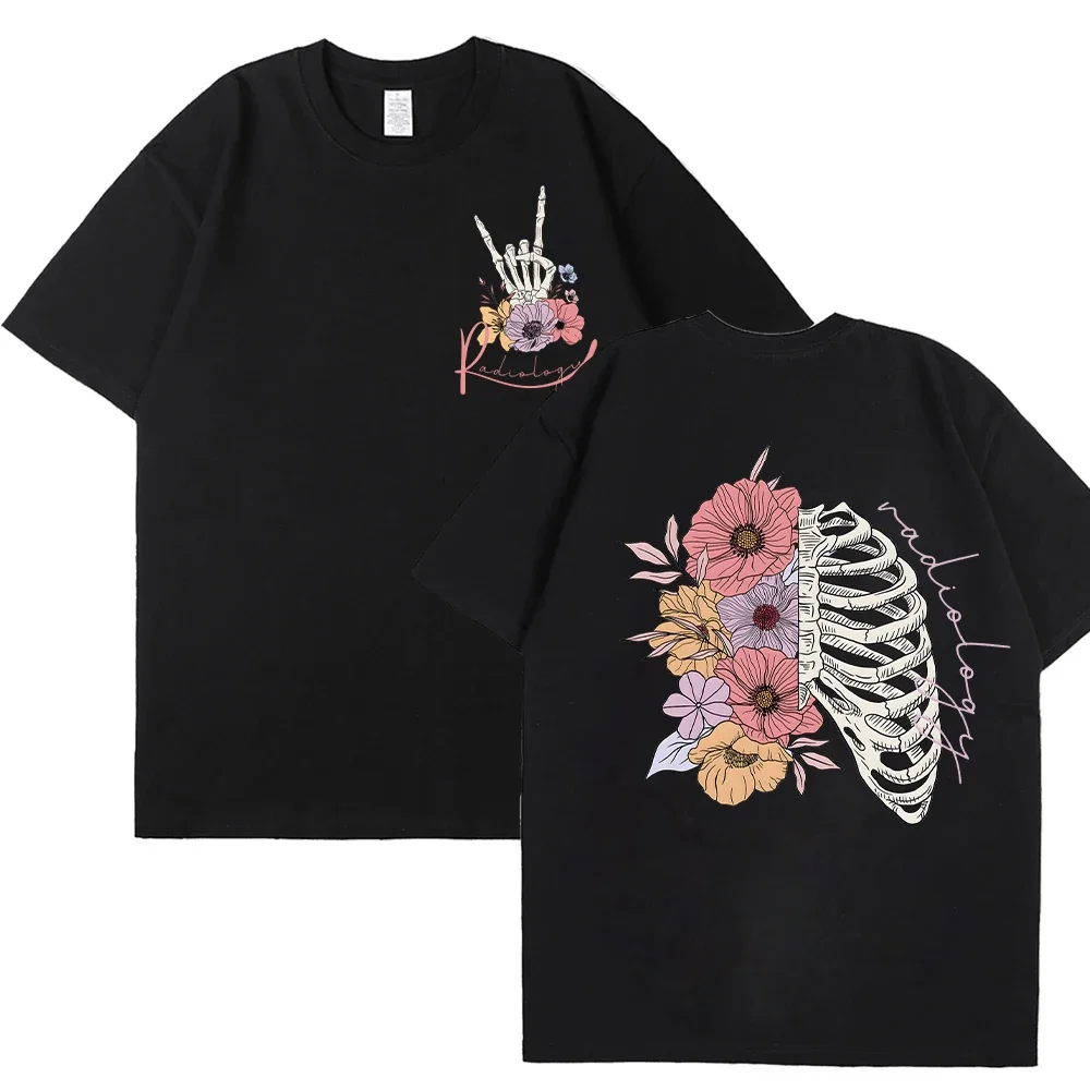 Женская рубашка со скелетом Rad Tech с цветочным принтом футболки из радиологии