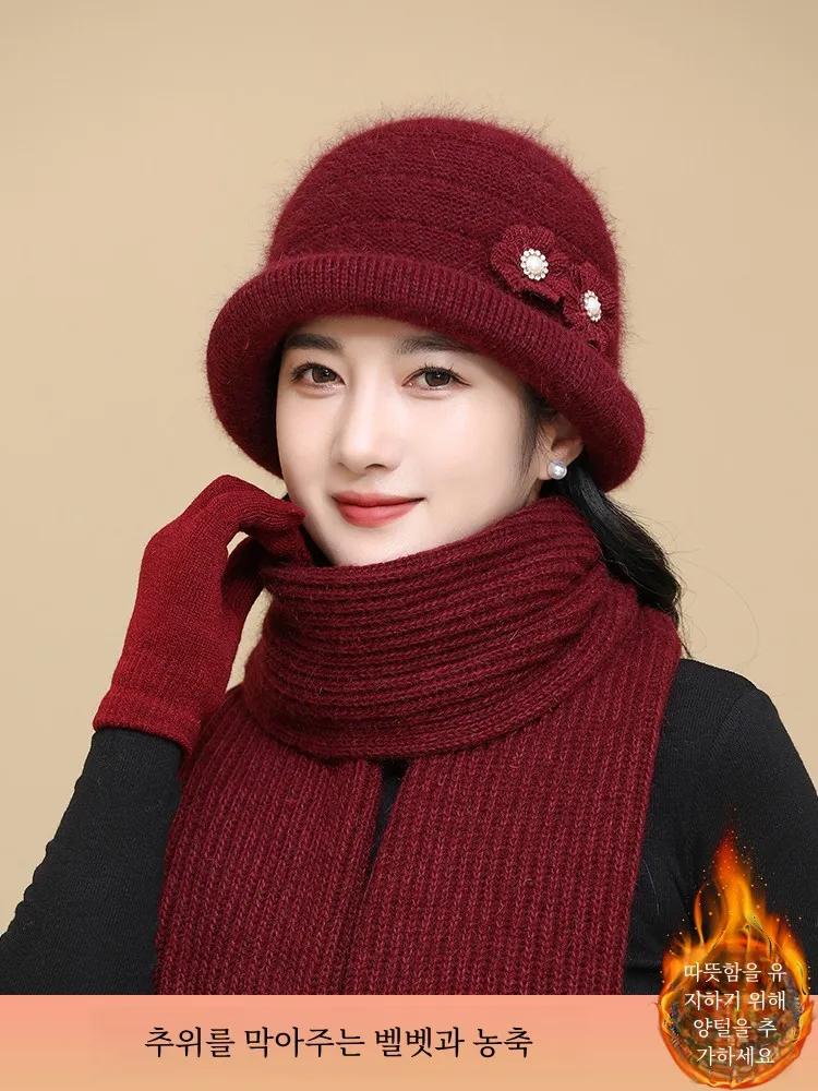 Шапка бабушка зимняя теплая шапка из кроличьего меха для женщин среднего и