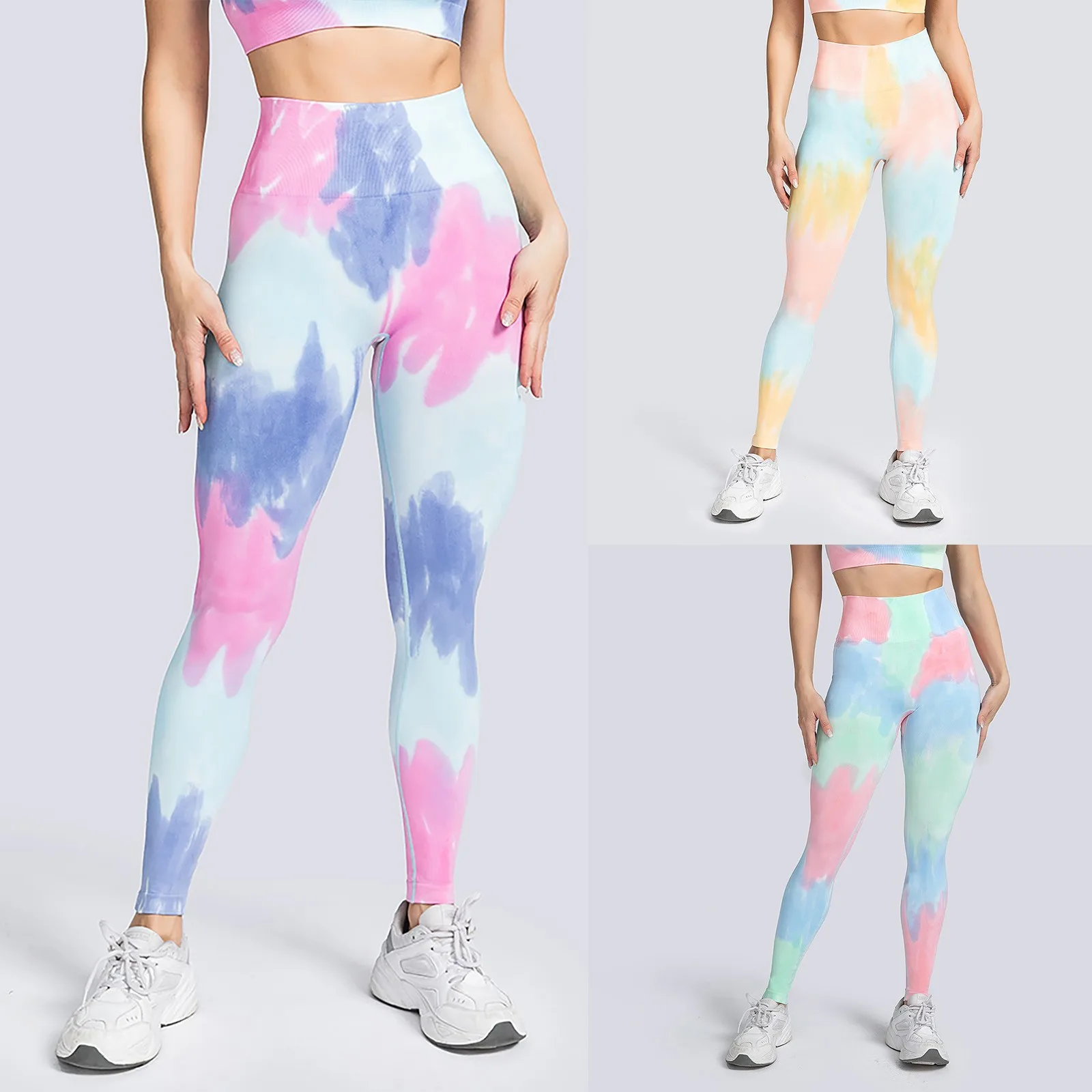 

Mens Yoga Pants Cotton Women's Skin Touching Nude Pocket High Waist Fitness Tie Dye Hip Lifting Womens Wide Leg Yoga Pants