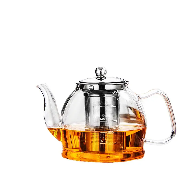 

Стеклянный чайник 1200 мл со съемной кофеваркой, безопасный чайник для приготовления чая, чайный сервиз с цветами и листьями россыпью