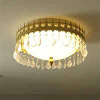 Modern Wrought Iron Carved Crown LED Ceiling Lights Bedroom Crystal Round Study Living Room Dining Room Bathroom Ceiling Lamps